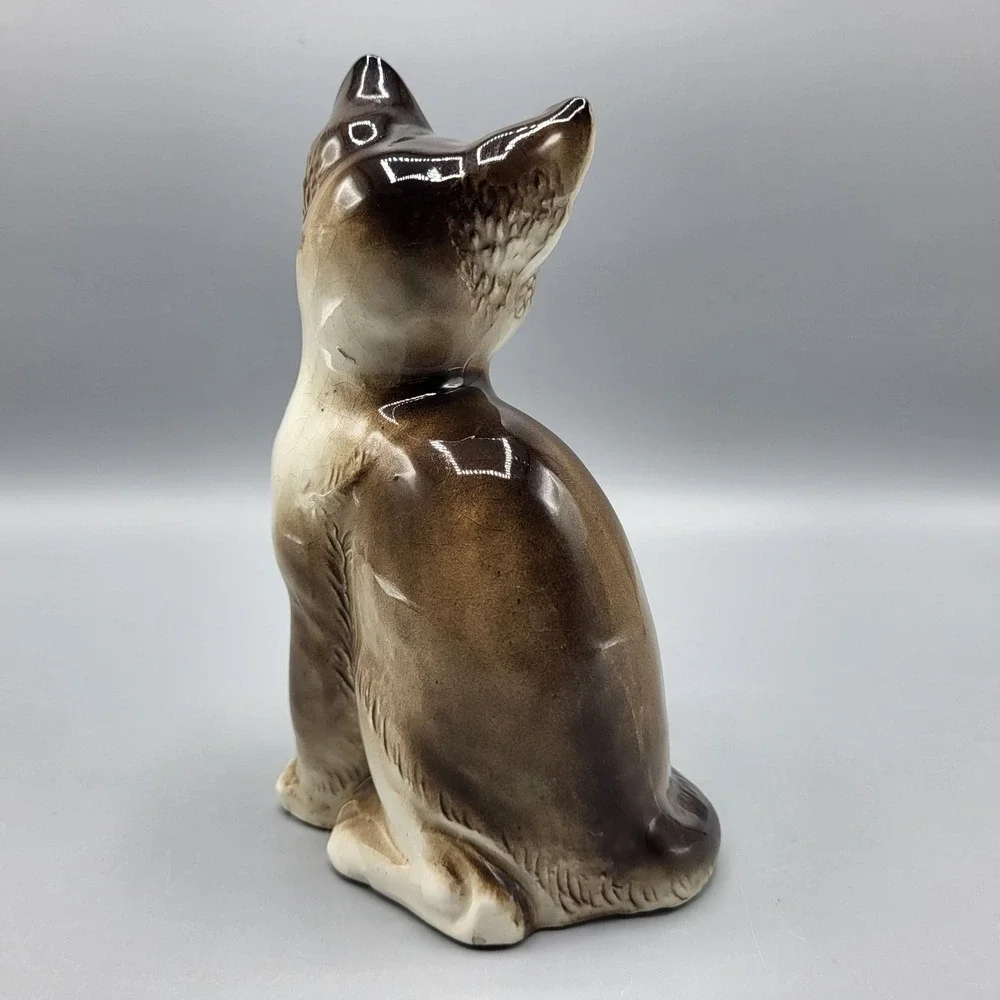 Vtg Mid Century Nippon Yoko Boeki Brown Ceramic Kitty Cat MCM Made in Japan
